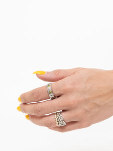 Vintage x 925 Silver Green Rhinestone Ring