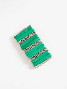 Vintage x Emerald Green Silver Chunky Bracelet