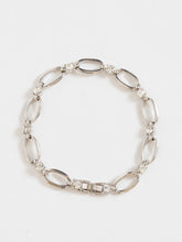 Load image into Gallery viewer, Vintage x Silver Rhinestone Oval Chain Bracelet