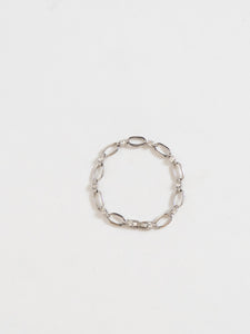 Vintage x Silver Rhinestone Oval Chain Bracelet