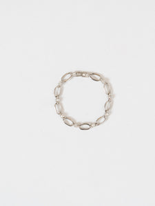 Vintage x Silver Rhinestone Oval Chain Bracelet