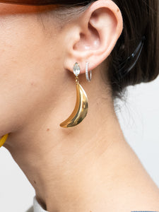 Vintage x Gold Plated Moon Rhinestone Earring