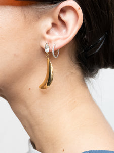 Vintage x Gold Plated Moon Rhinestone Earring