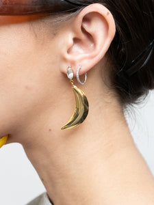 Vintage x Gold Plated Moon Rhinestone Earring
