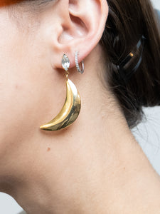 Vintage x Gold Plated Moon Rhinestone Earring