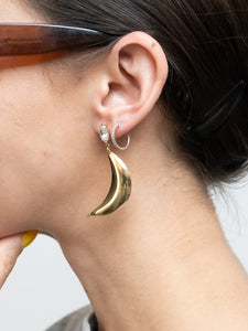 Vintage x Gold Plated Moon Rhinestone Earring