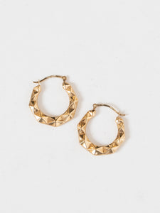 Vintage x 10K Gold Prism Small Hoop Earrings