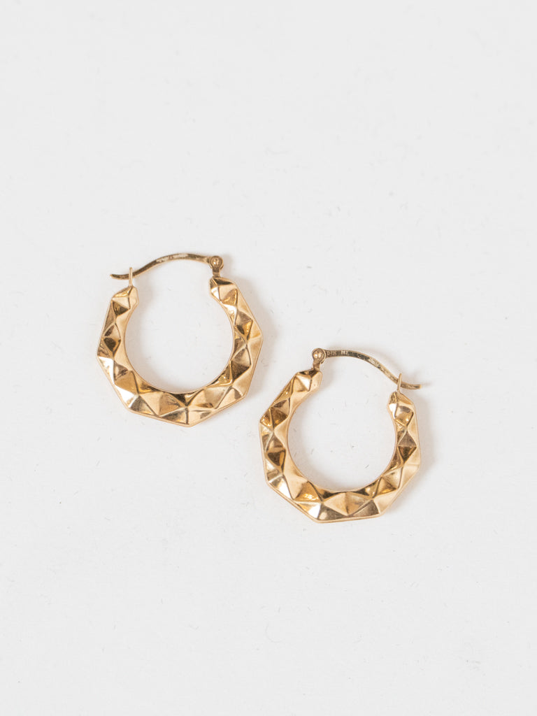 Vintage x 10K Gold Prism Small Hoop Earrings