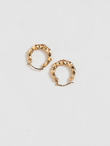 Vintage x 10K Gold Prism Small Hoop Earrings