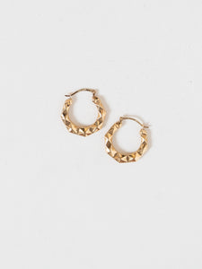 Vintage x 10K Gold Prism Small Hoop Earrings