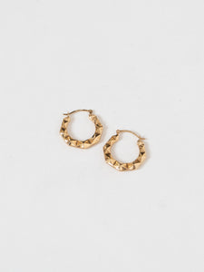 Vintage x 10K Gold Prism Small Hoop Earrings