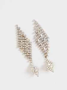 Vintage x Silver Rhinestone Diamond Drop Earrings