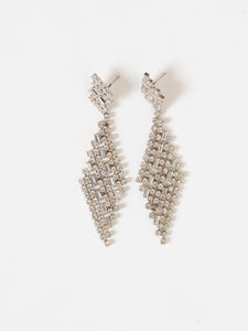 Vintage x Silver Rhinestone Diamond Drop Earrings
