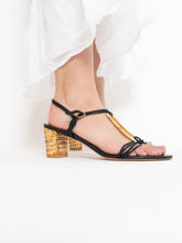 Load image into Gallery viewer, Vintage x STUART WEITZMAN x Black Leather &amp; Wicker Heels (8.5, 9)