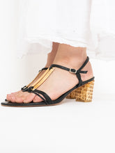 Load image into Gallery viewer, Vintage x STUART WEITZMAN x Black Leather &amp; Wicker Heels (8.5, 9)