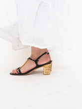 Load image into Gallery viewer, Vintage x STUART WEITZMAN x Black Leather &amp; Wicker Heels (8.5, 9)