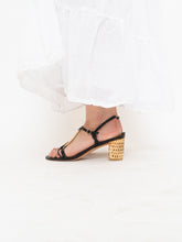 Load image into Gallery viewer, Vintage x STUART WEITZMAN x Black Leather &amp; Wicker Heels (8.5, 9)