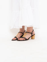 Load image into Gallery viewer, Vintage x STUART WEITZMAN x Black Leather &amp; Wicker Heels (8.5, 9)