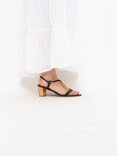 Load image into Gallery viewer, Vintage x STUART WEITZMAN x Black Leather &amp; Wicker Heels (8.5, 9)