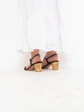 Load image into Gallery viewer, Vintage x STUART WEITZMAN x Black Leather &amp; Wicker Heels (8.5, 9)