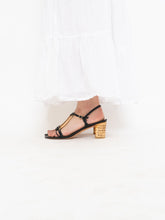 Load image into Gallery viewer, Vintage x STUART WEITZMAN x Black Leather &amp; Wicker Heels (8.5, 9)