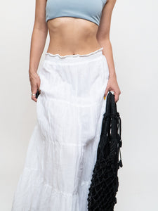 Vintage x White Tiered Maxi Skirt (M-XL)