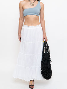 Vintage x White Tiered Maxi Skirt (M-XL)