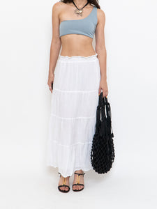 Vintage x White Tiered Maxi Skirt (M-XL)