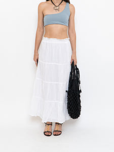 Vintage x White Tiered Maxi Skirt (M-XL)