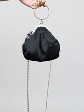 Load image into Gallery viewer, Vintage x Black, Silver Rose Rhinestone Purse