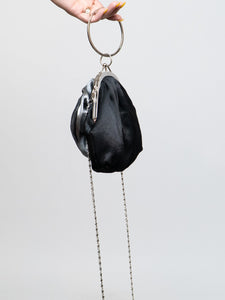 Vintage x Black, Silver Rose Rhinestone Purse