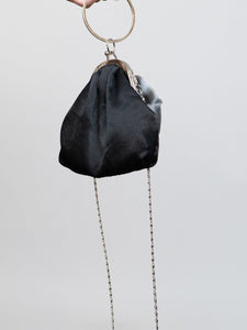 Vintage x Black, Silver Rose Rhinestone Purse