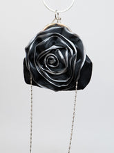 Load image into Gallery viewer, Vintage x Black, Silver Rose Rhinestone Purse