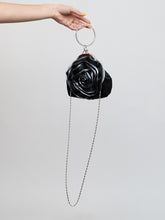 Load image into Gallery viewer, Vintage x Black, Silver Rose Rhinestone Purse