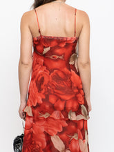 Load image into Gallery viewer, Vintage x Red Layered Rose Sequin Patterned Dress (S)