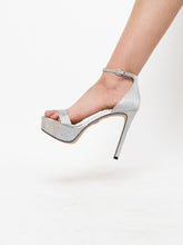 Load image into Gallery viewer, Vintage x Made in Brazil x WERNER Silver Rhinestone Platform Stilettos (7)