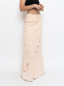Vintage x Panelled Nude Maxi Skirt (XS, S)