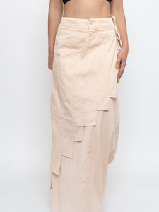 Vintage x Panelled Nude Maxi Skirt (XS, S)