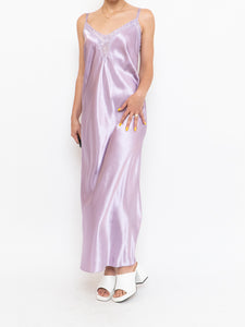 Vintage x Light Purple Satin & Lace Dress (L)