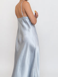 Vintage x Satin Ice Blue Dress (S, M)
