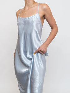 Vintage x Satin Ice Blue Dress (S, M)