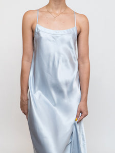 Vintage x Satin Ice Blue Dress (S, M)