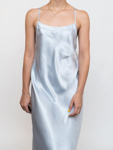 Vintage x Satin Ice Blue Dress (S, M)