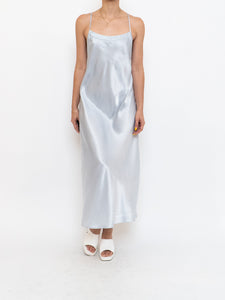 Vintage x Satin Ice Blue Dress (S, M)