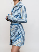 Load image into Gallery viewer, Vintage x Blue Striped Belted Dress (M, L)