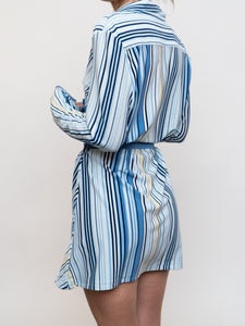 Vintage x Blue Striped Belted Dress (M, L)