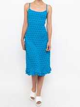 Load image into Gallery viewer, Vintage x Bright Blue Patterned Silk-feel Dress (S, M)