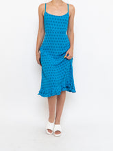Load image into Gallery viewer, Vintage x Bright Blue Patterned Silk-feel Dress (S, M)