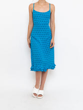 Load image into Gallery viewer, Vintage x Bright Blue Patterned Silk-feel Dress (S, M)