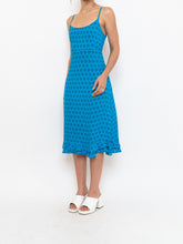 Load image into Gallery viewer, Vintage x Bright Blue Patterned Silk-feel Dress (S, M)